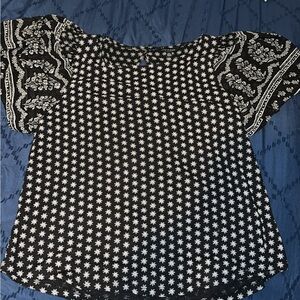 Luv Black and White Floral Women's Top